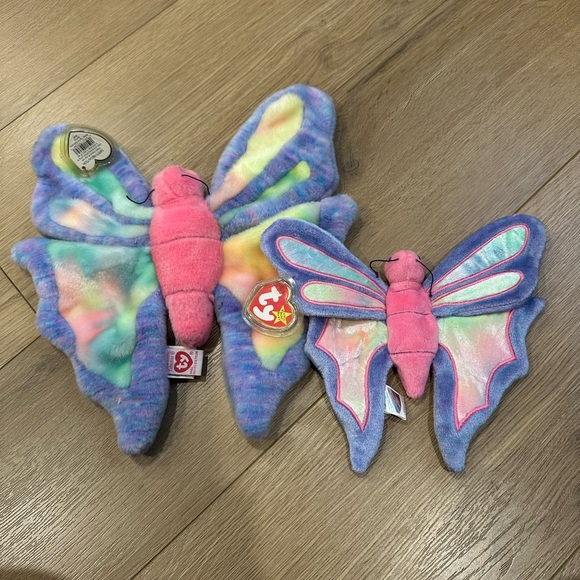 Ty Other - RARE Ty Beanie Buddy + Beanie Baby “Flitter” Butterfly Set - Tag error